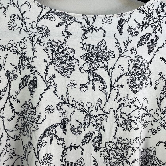 J Jill Wearever Womens Large Floral Tunic Top Stretch Short Sleeve Shirt - Picture 9 of 9